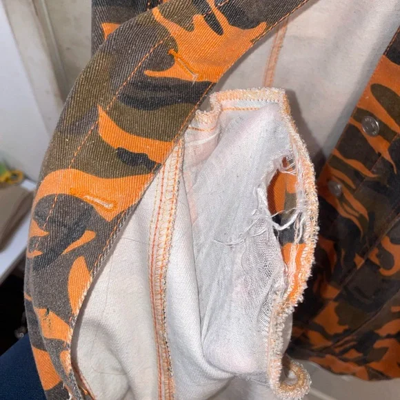 Women's Orange and Black long camo denim jacket - Picture 3 of 3